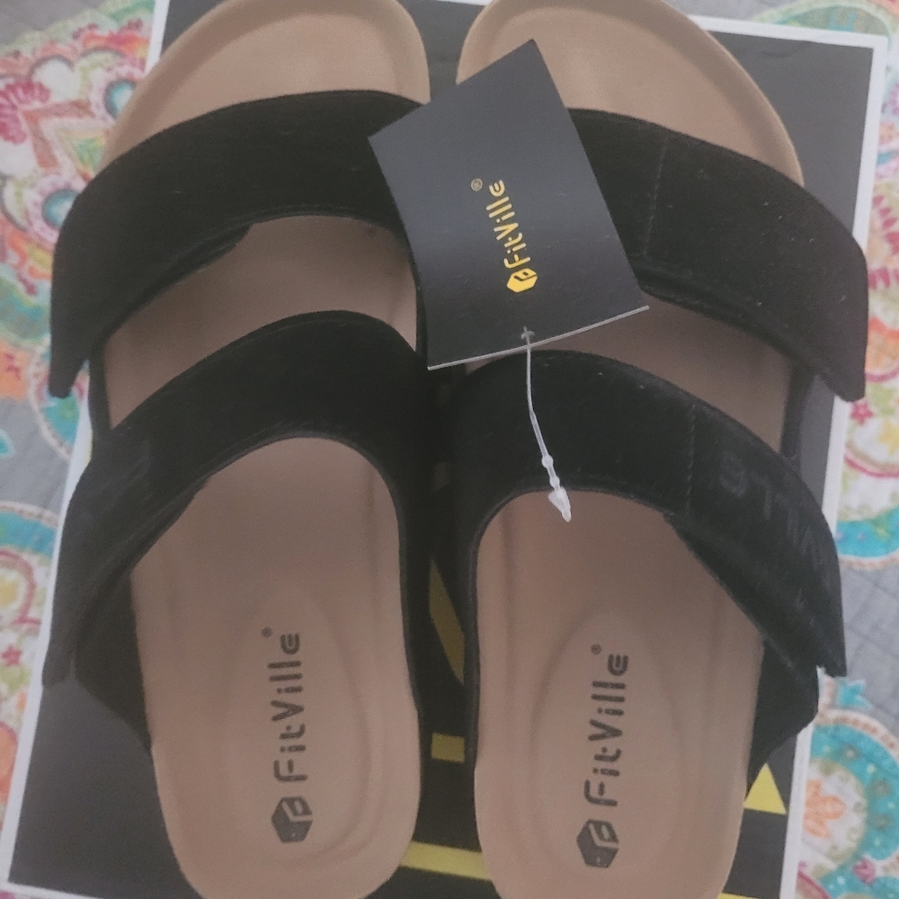Fitville black sandals, size 10